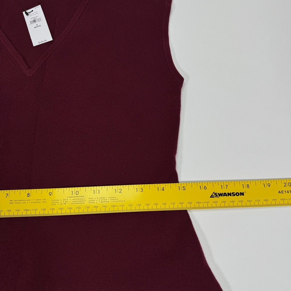 Banana Republic Womens Sleeveless V Neck A Line Knit Dress S Petite Burgundy NWT - Picture 7 of 13
